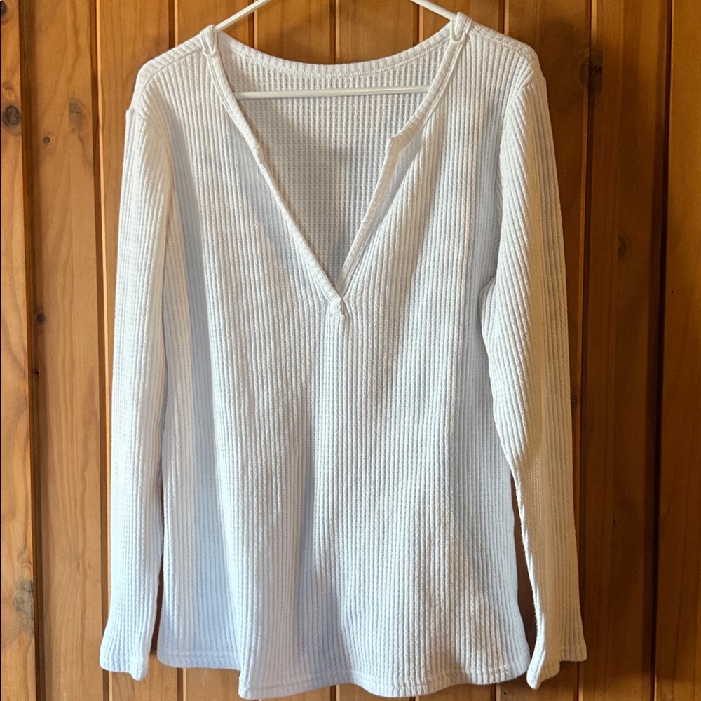 White Ribbed Women's Top